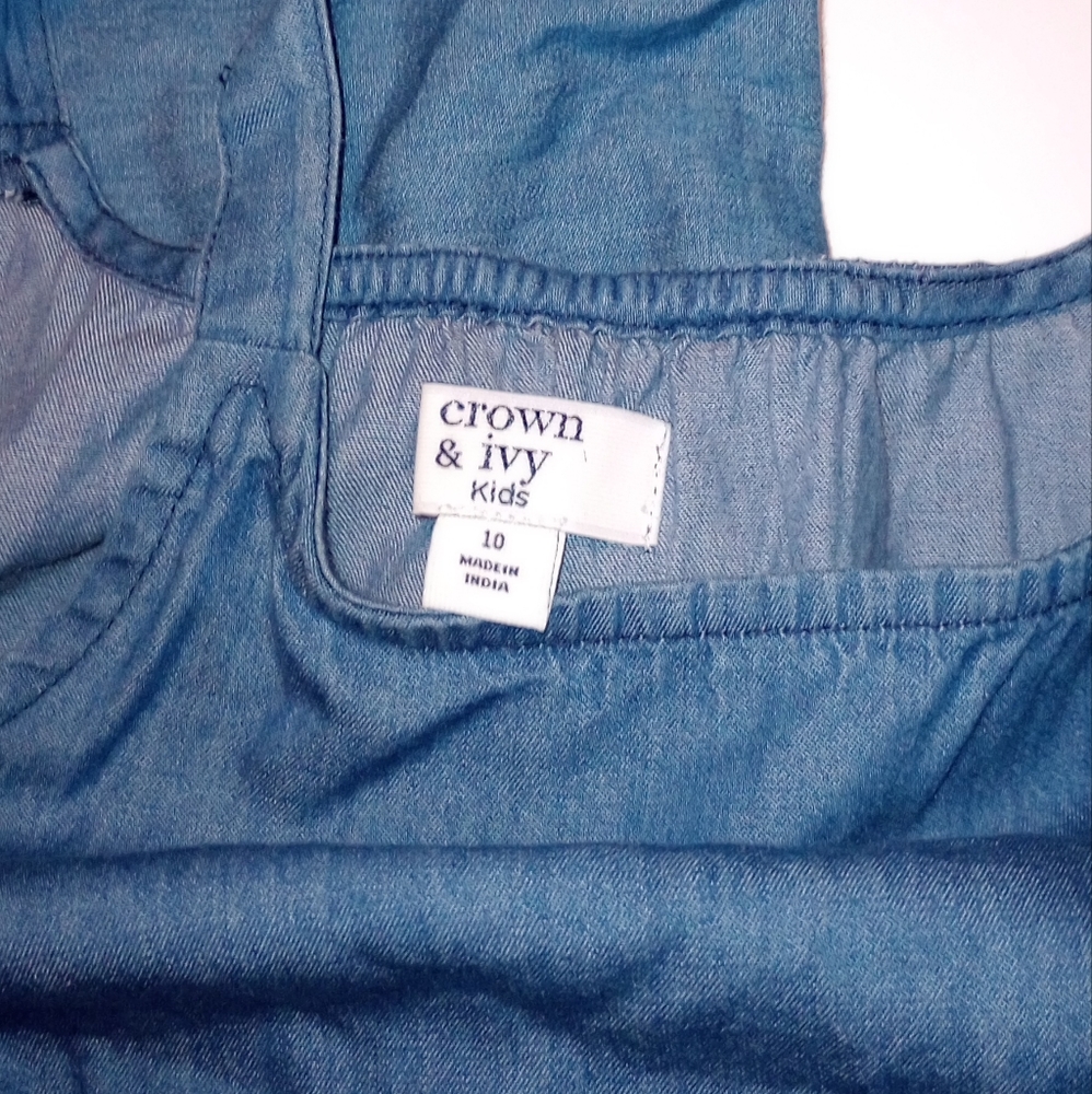 Crown & ivy Kids size 10 blue jean romper